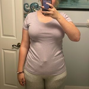 Purple short sleeve shirt